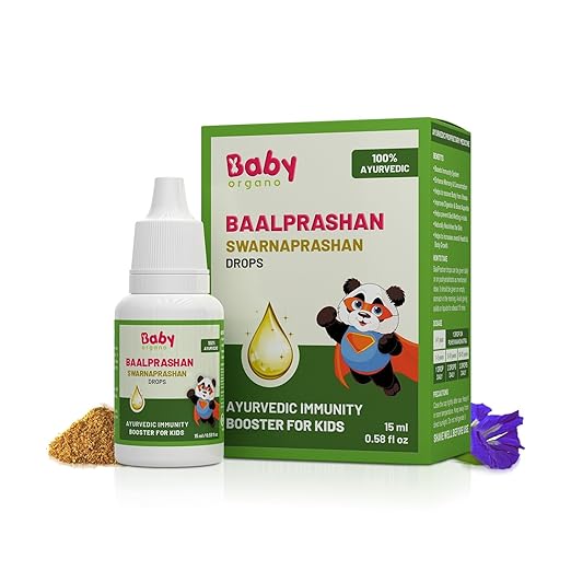 Babyorgano Swarnaprashan Drops (15ml): 24K Gold Immunity Booster for Kids 0-15 Years