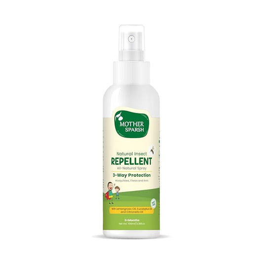 Mother Sparsh Natural Insect Repellent Spray, Citronella, Eucalyptus & Lemongrass Oil, 100% Protection, 100ml