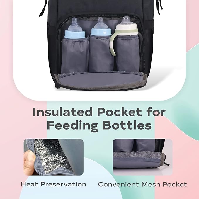 R for Rabbit Caramello Dino Diaper Bag – Large Capacity with 11 Pockets, Insulated Bottle Holders, Water-Resistant & Multi-Functional Backpack