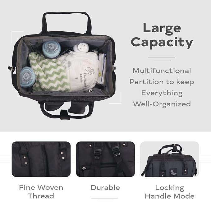 R for Rabbit Caramello Dino Diaper Bag – Large Capacity with 11 Pockets, Insulated Bottle Holders, Water-Resistant & Multi-Functional Backpack