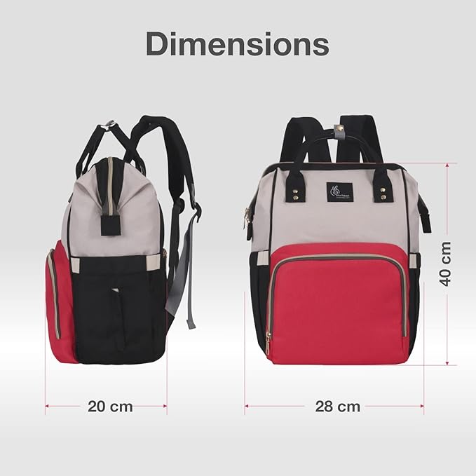 R for Rabbit Caramello Diaper Bag – Spacious, Stylish & Durable Baby Bag with Insulated Bottle Holders – Grey Black