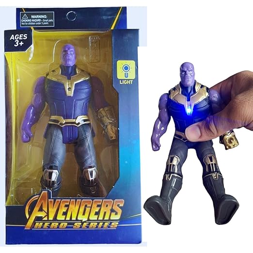 Marvel Avengers Thanos Villain Action Figure Toy For Boys - 7-Inch Supevillain Action Figure With Lights - Best Gift For Boys (1 Piece)