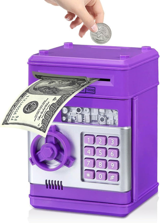 PIGGY BANK JKL-032 YRC – Protected Savings Box for Kids with Automatic Cash Deposit, Sound Effects, and Large Capacity for Coins & Banknotes – Fun & Educational Mini ATM Toy Bank