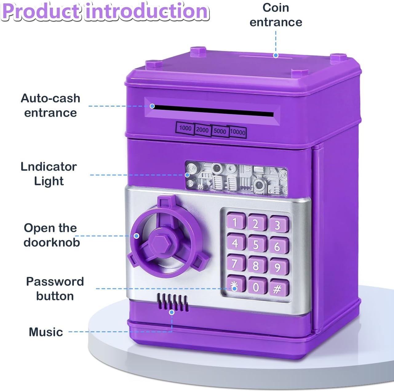PIGGY BANK JKL-032 YRC – Protected Savings Box for Kids with Automatic Cash Deposit, Sound Effects, and Large Capacity for Coins & Banknotes – Fun & Educational Mini ATM Toy Bank