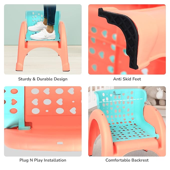 R for Rabbit Jelly Bean Kids Table and Chair Set – Durable, Child-Safe Furniture for Toddlers – Green Peach