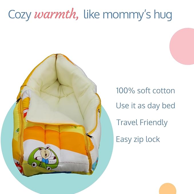 Haus & Kinder 3-in-1 Baby Bed, Sleeping Bag & Carry Nest – Cotton Bedding for Newborns & Infants | Portable & Unisex Bassinet