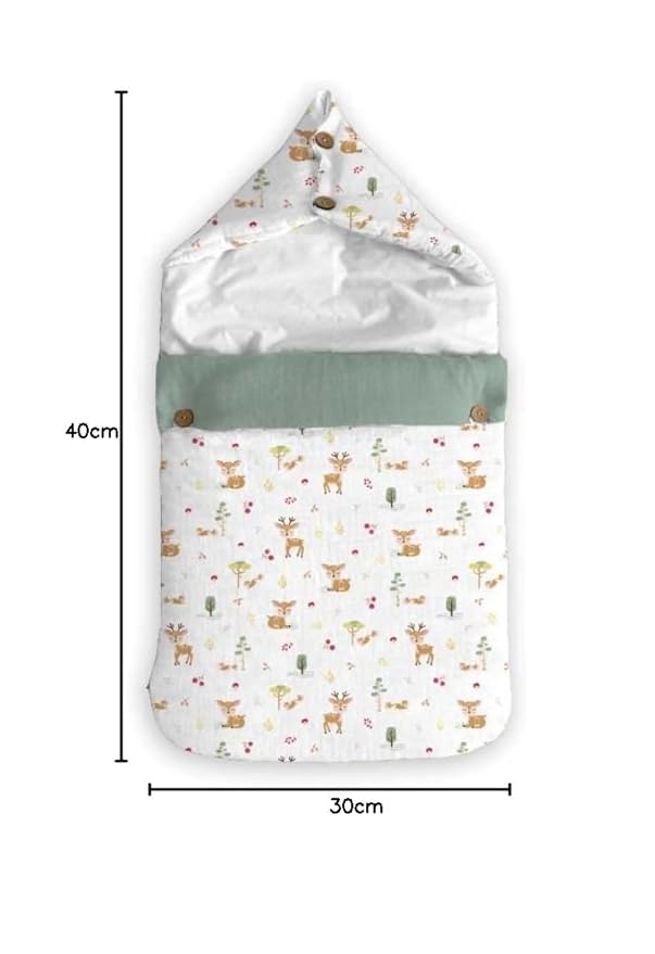 Haus & Kinder 3-in-1 Baby Sleeping Bag & Carry Nest | Cotton Bedding Set for Infants & Newborns | Portable, Travel-Friendly & Skin-Safe | 0–12 Months (Whimsical Woodland)