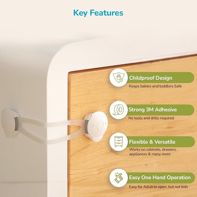 R for Rabbit Protector Plus – Child Safety Cabinet & Drawer Locker | Easy Install Baby Proof Lock – White
Locker - Safety - White