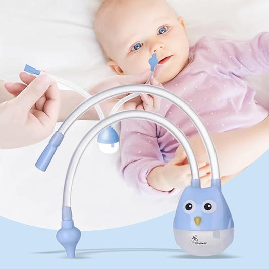 R for Rabbit Snowy Nasal Aspirator – BPA-Free, Anti-Backflow, Easy-to-Clean with Antibacterial Filters & Compact Design for Safe Baby Care