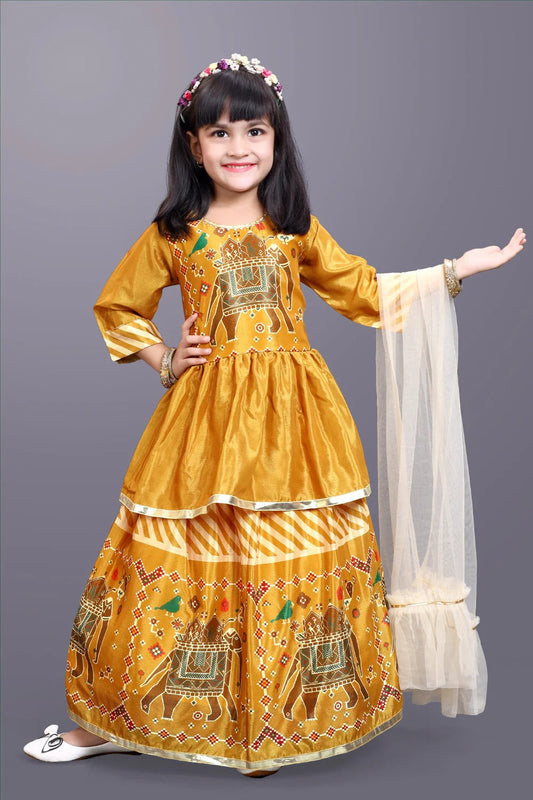 Orange Lace Lehenga Choli Set for Girls – Satyam Fab Printed Ethnic Wear with Dupatta