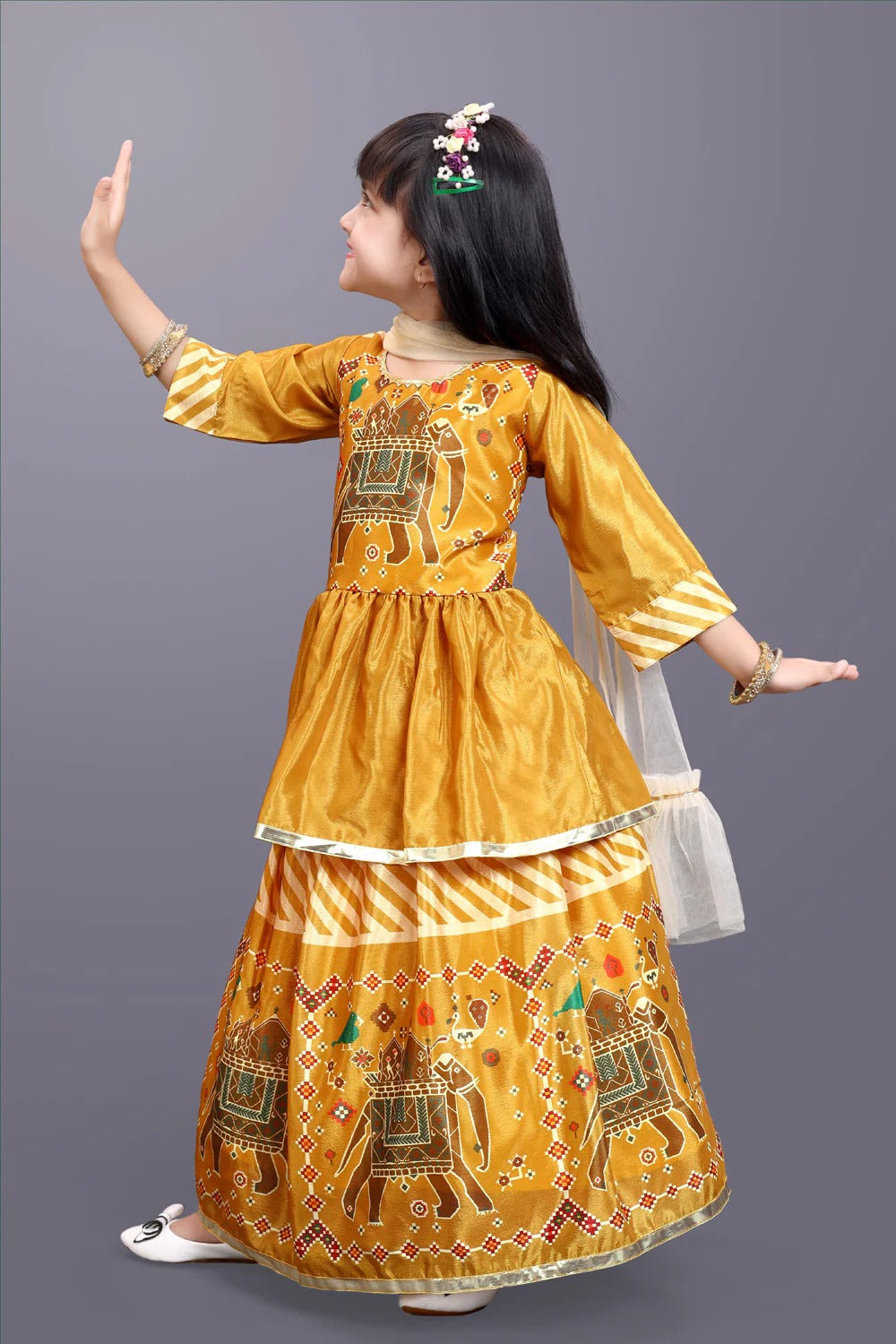 Orange Lace Lehenga Choli Set for Girls – Satyam Fab Printed Ethnic Wear with Dupatta