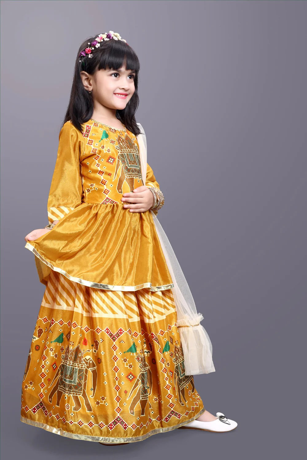 Orange Lace Lehenga Choli Set for Girls – Satyam Fab Printed Ethnic Wear with Dupatta