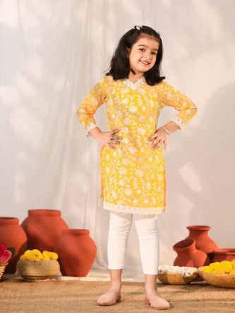Sunshine Style: Orange Kurti with Leggings