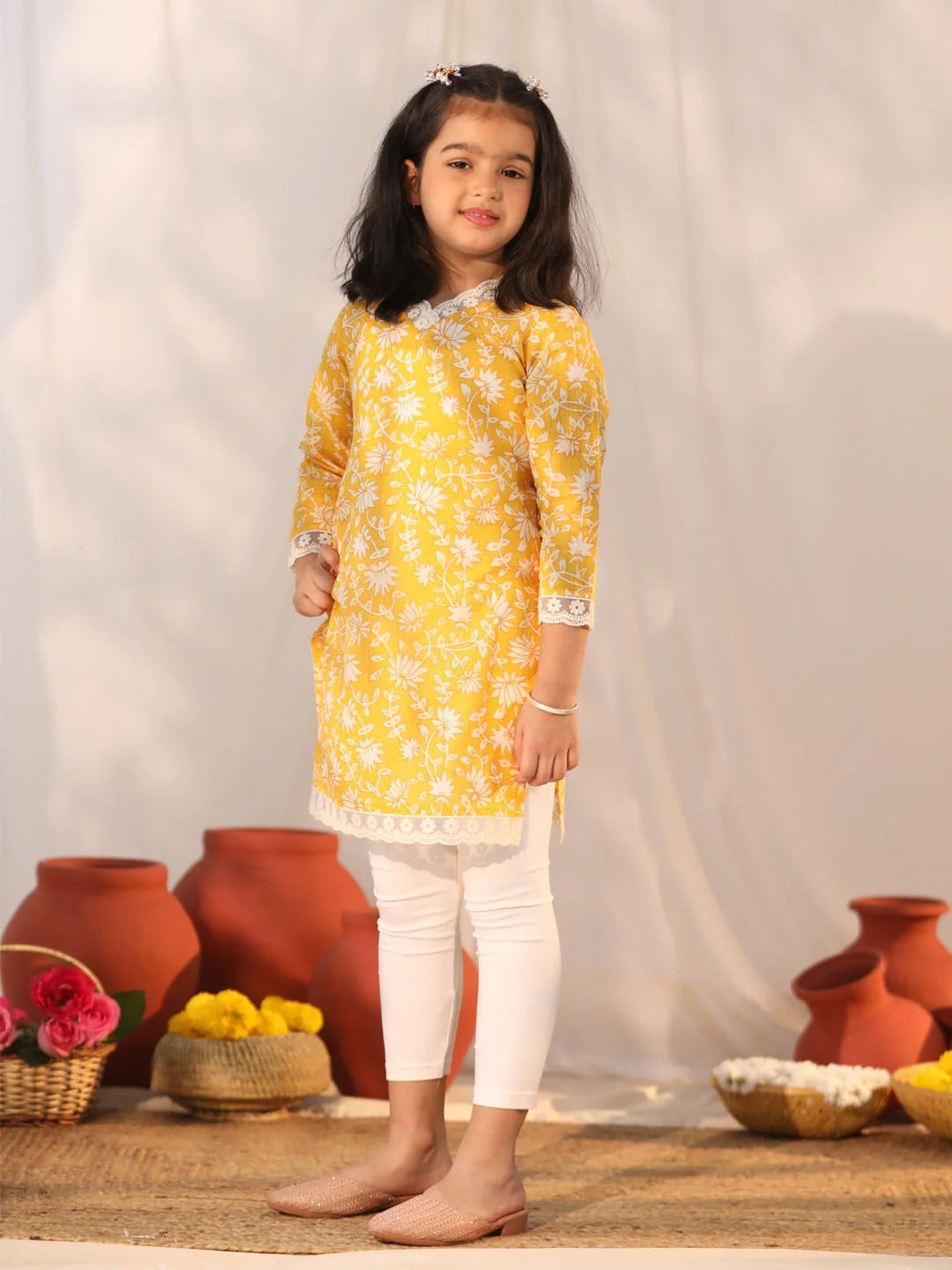 Sunshine Style: Orange Kurti with Leggings