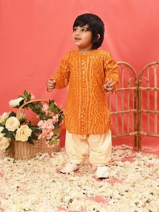Elegant Maharaja – Boys’ Orange Ethnic Wear Combo