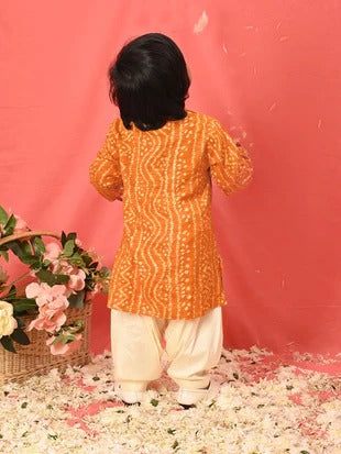 Elegant Maharaja – Boys’ Orange Ethnic Wear Combo