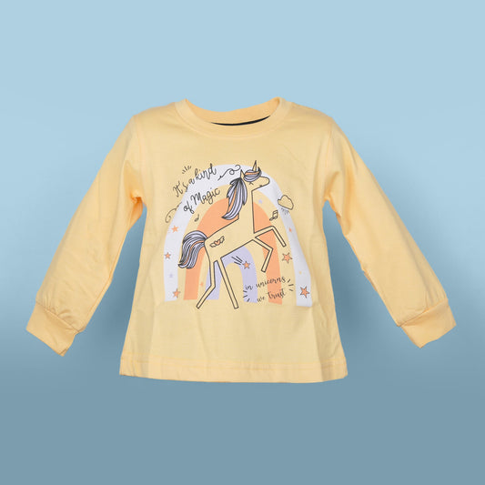 Big Premier Girl's Orange 'Unicorns We Trust' Full-Sleeve Top