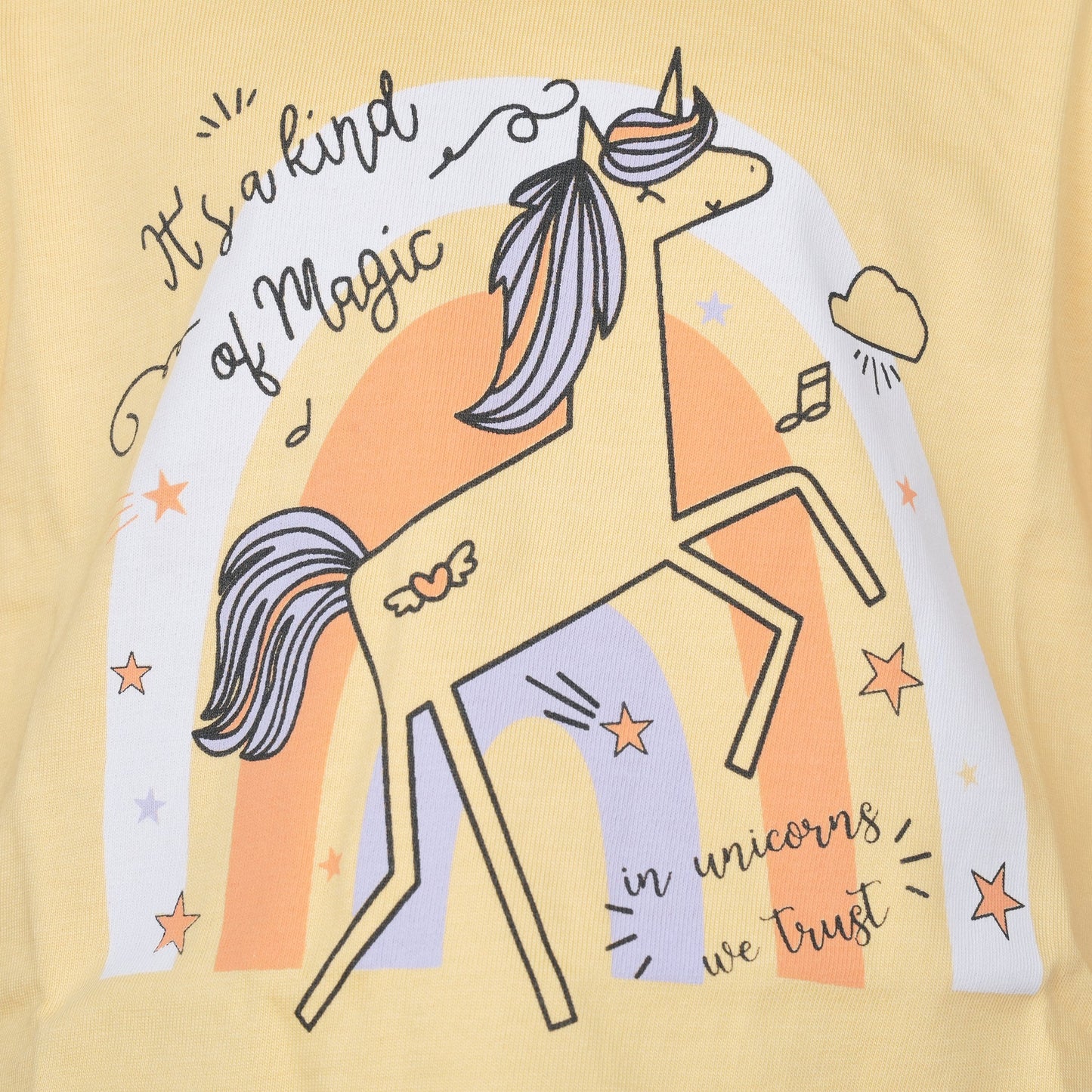 Big Premier Girl's Orange 'Unicorns We Trust' Full-Sleeve Top