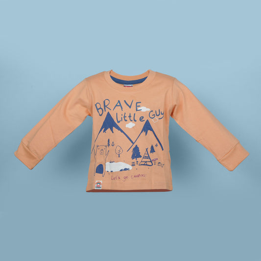 Brave Little Guy Tee – Big Premier Orange Full Sleeve Cotton T-Shirt