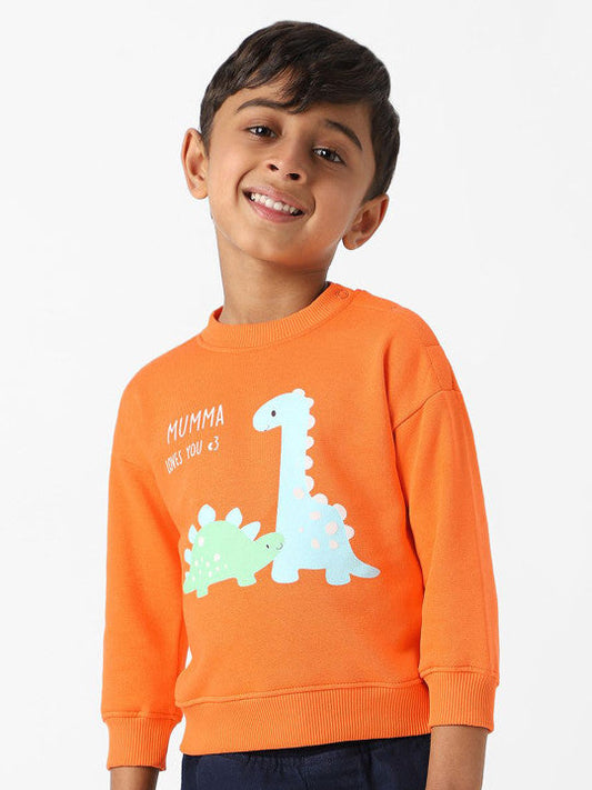 Mumma Loves You' Orange Snap Sweatshirt