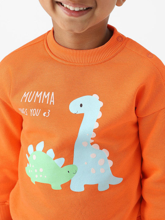 Mumma Loves You' Orange Snap Sweatshirt