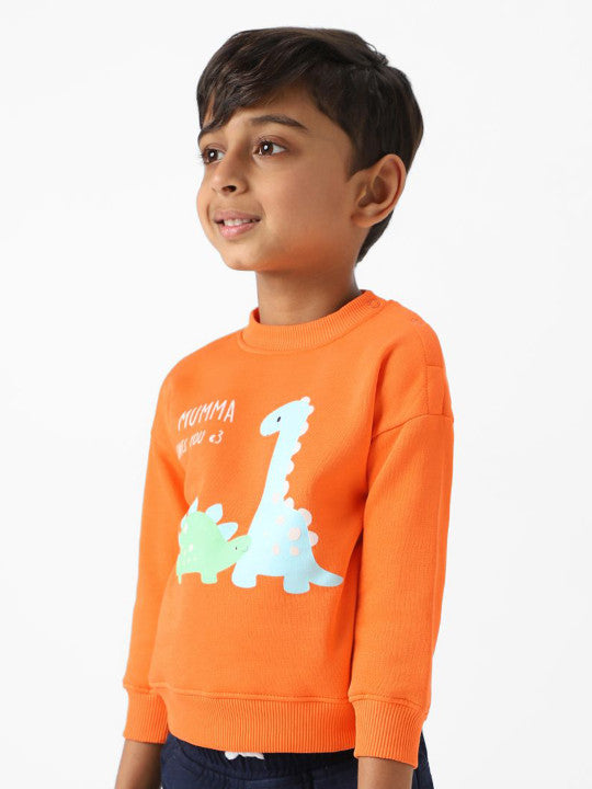 Mumma Loves You' Orange Snap Sweatshirt