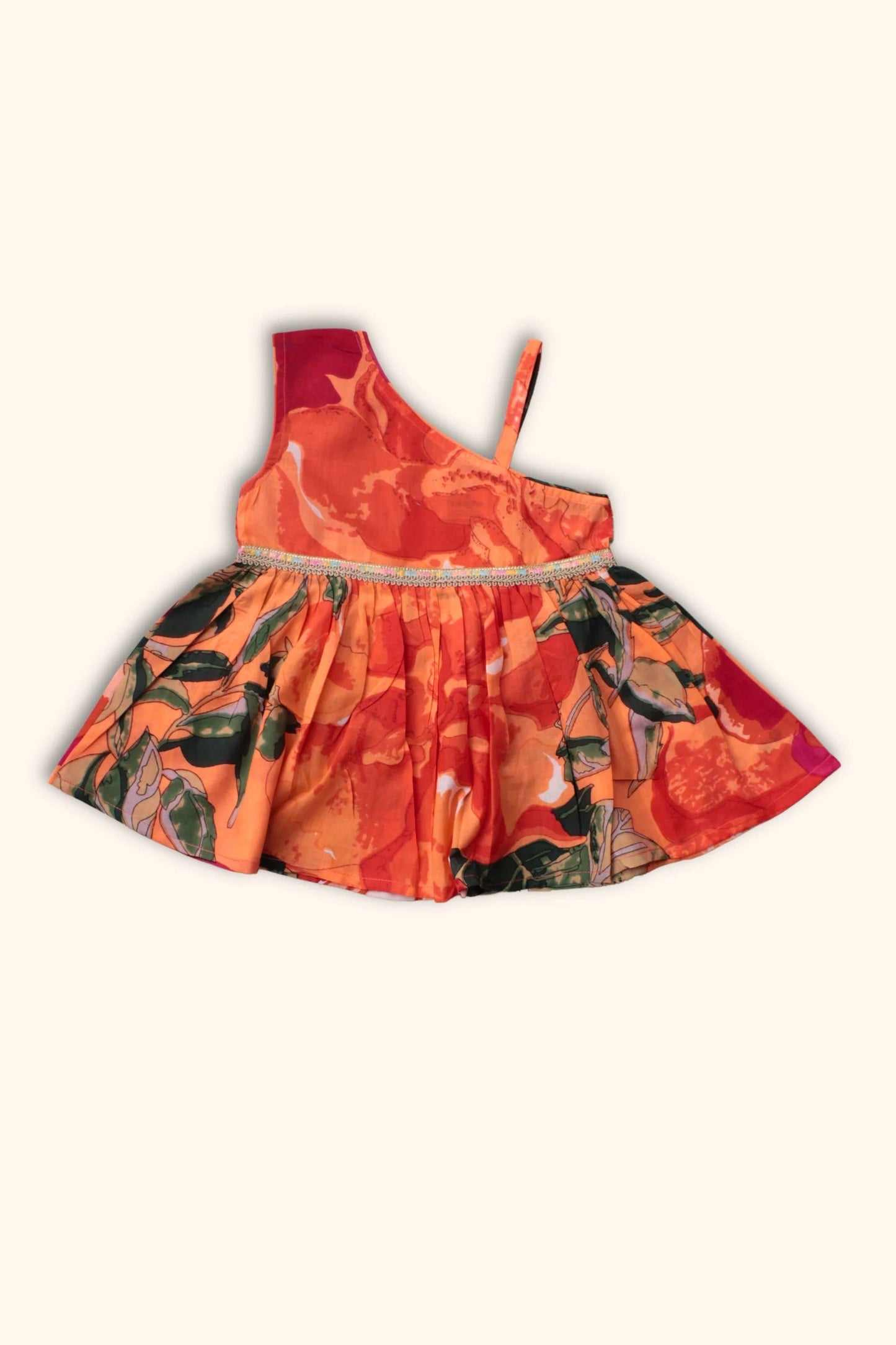 Little Sunshine Spark: Orange Dhoti Kurta by Peekaboo