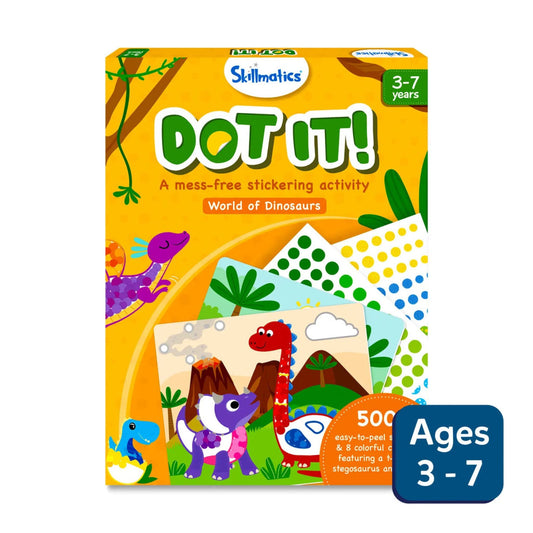 Skillmatics Dot It Sticker Art – Dinosaurs Theme, 500+ Stickers, Mess-Free DIY Craft Kit for Kids Ages 3–7