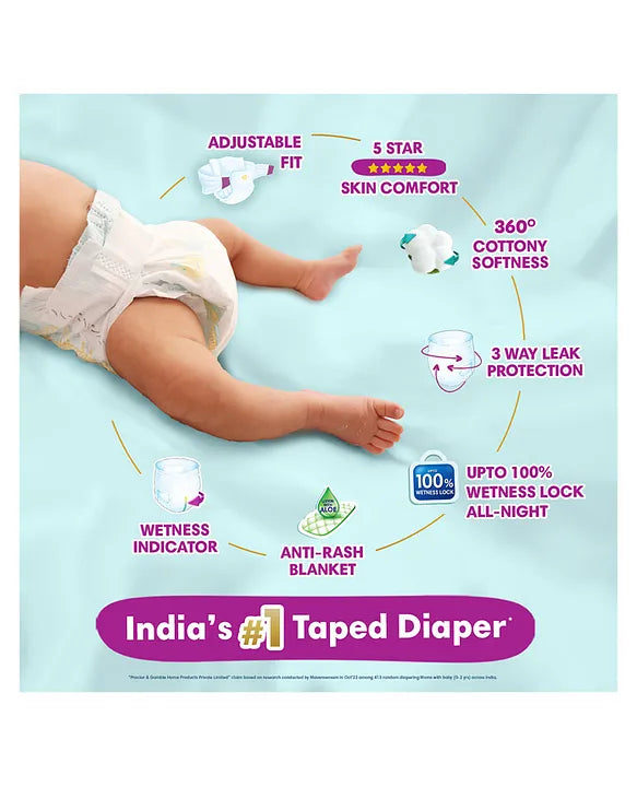 P&G Pampers Diaper Pants, Premium Taped & Adjustable Fit, Suitable for All Skin Types - 62 Pcs