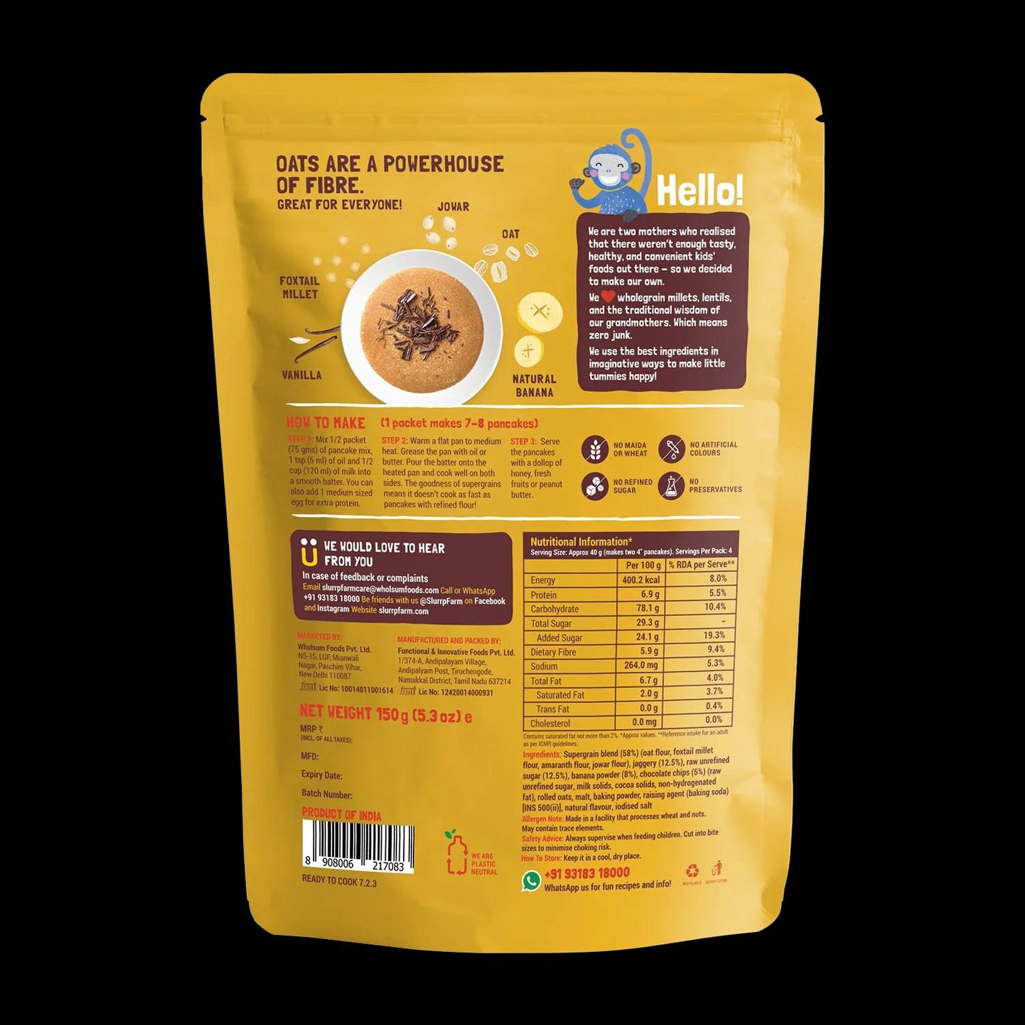 Slurrp Farm Super Combo: Millet Pancake, Banana & Chocolate flavour, (Pack of 2)