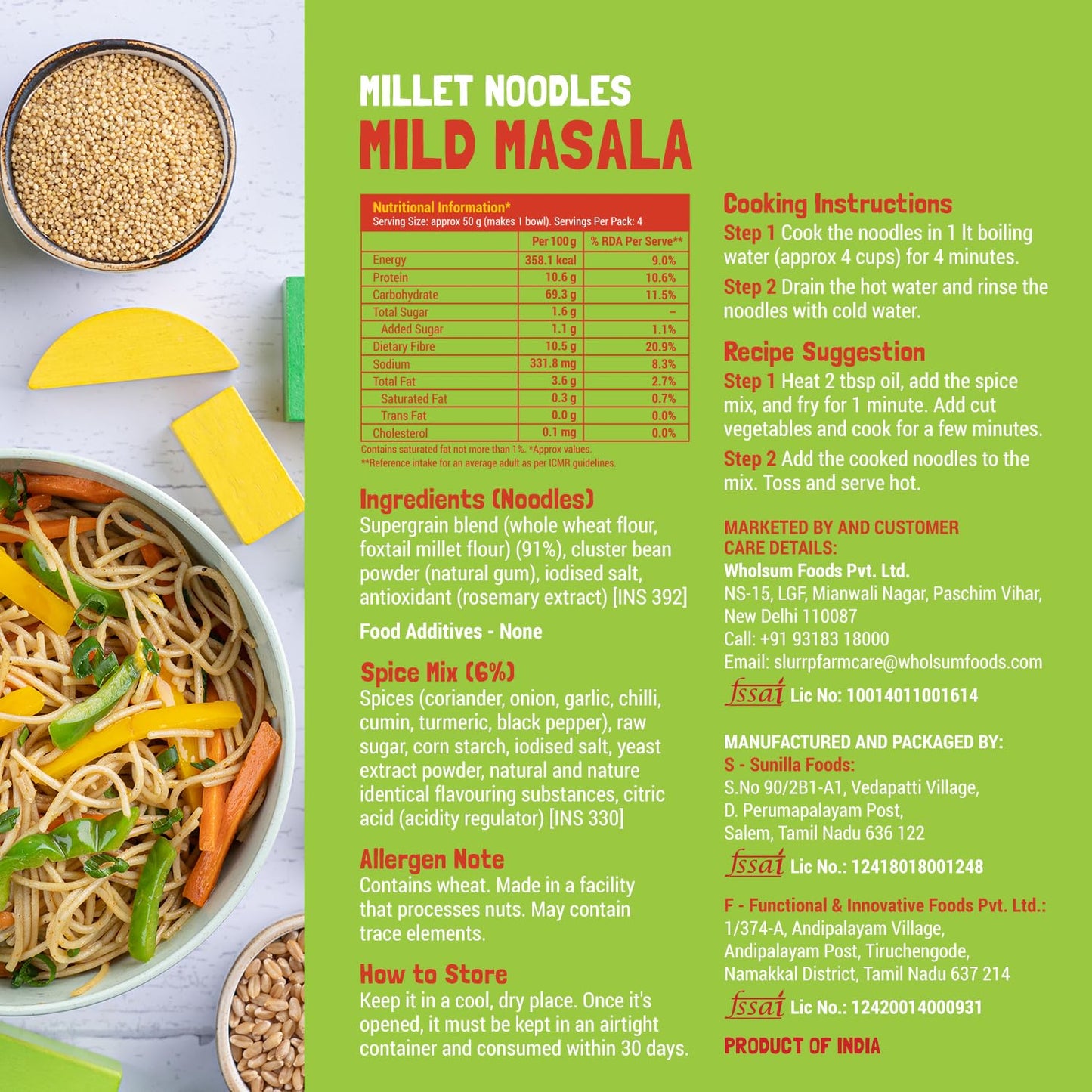 Slurrp Farm No Maida Mild Millet Noodles - Combo (Pack of 2)