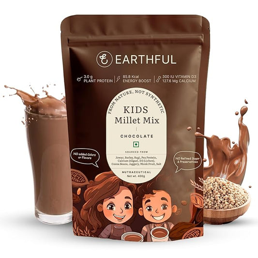 Earthful Kids Millet Mix – 400 g Natural Cocoa-Flavored Milk Mix for Kids (4+ Yrs)