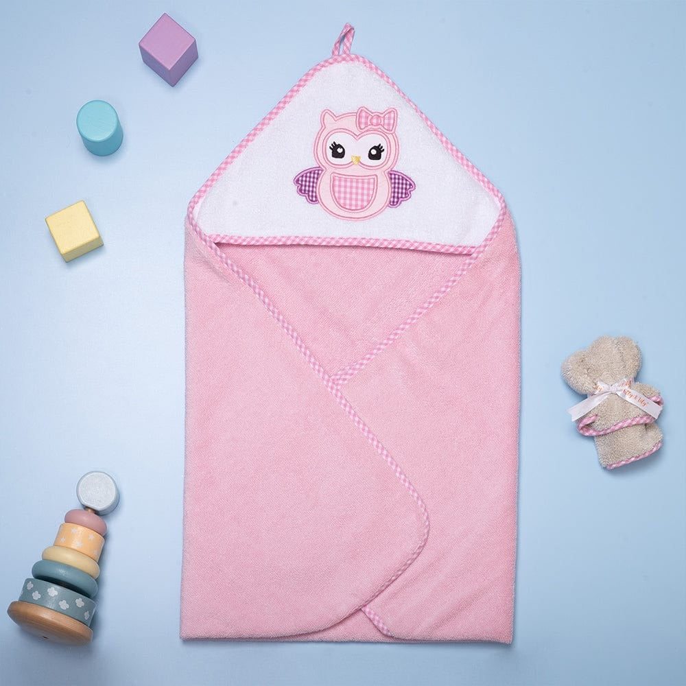 Haus & Kinder Baby Hooded Towel - Ultra Soft Cotton | Pink | Newborn to Toddler