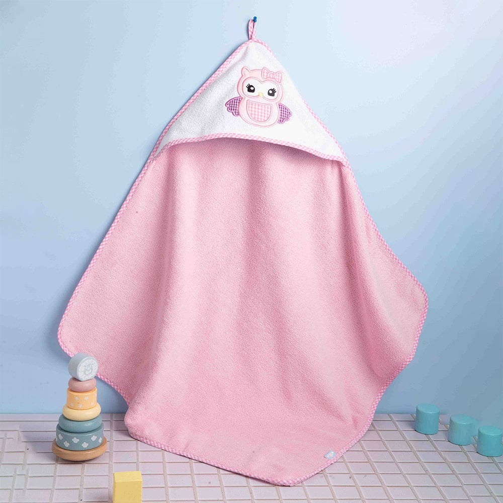 Haus & Kinder Baby Hooded Towel - Ultra Soft Cotton | Pink | Newborn to Toddler