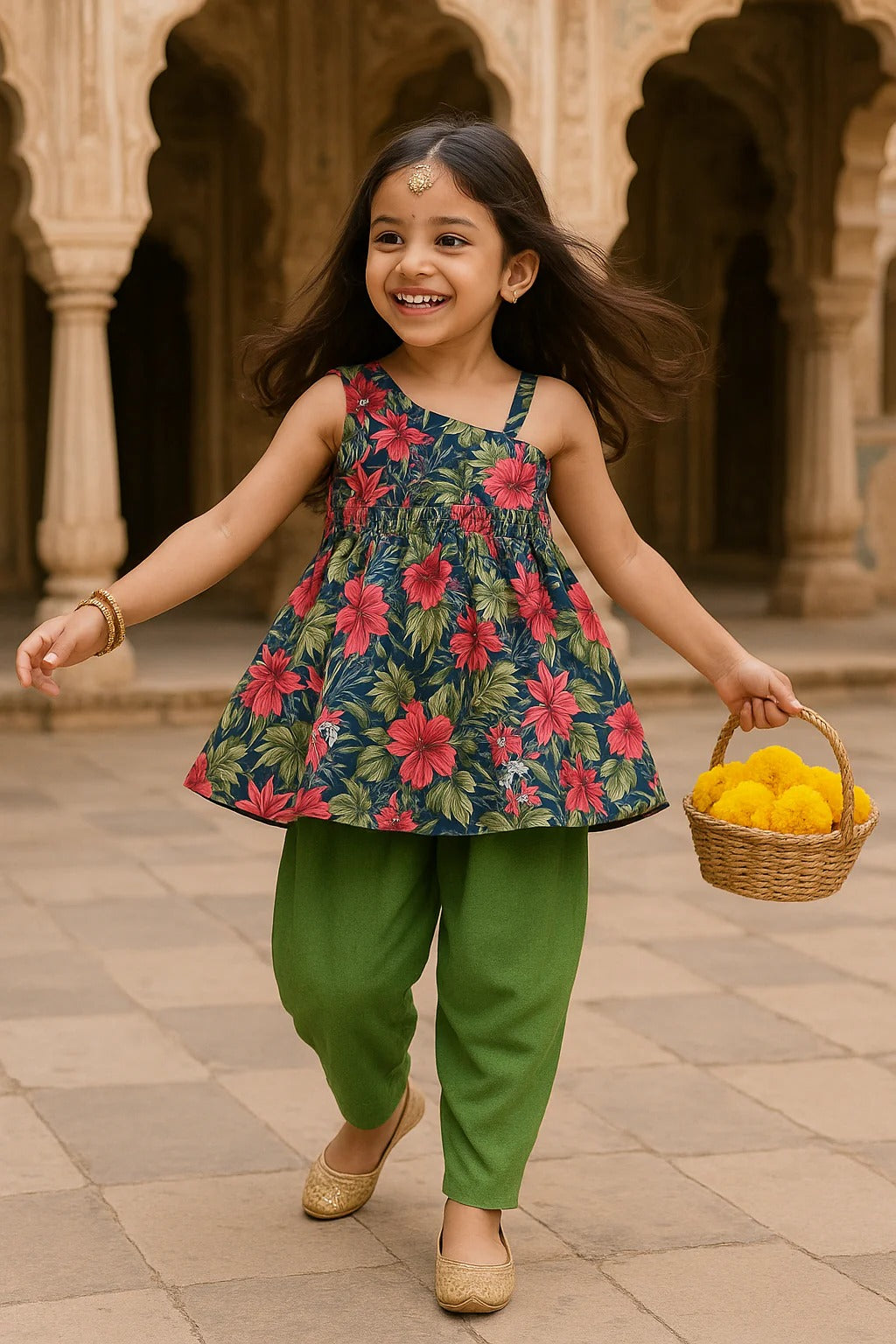 Little Trend Queen – One-Shoulder Dhoti Suit by Peekaboo