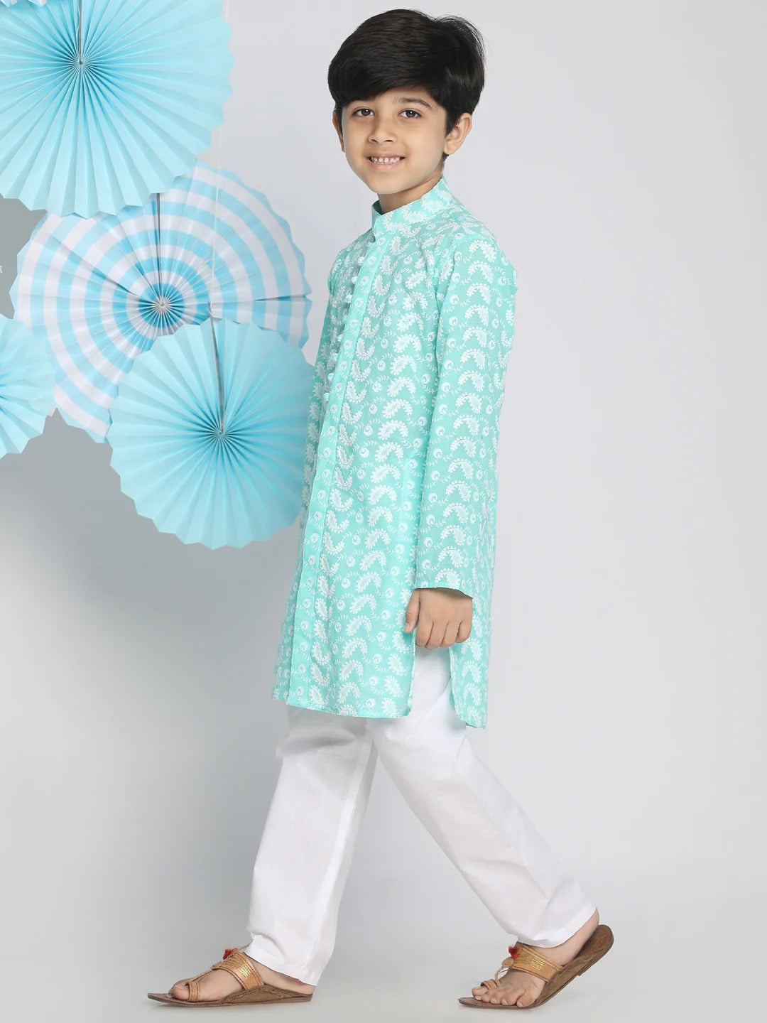 Charming in Green – Cotton Kurta Pyjama for Kids