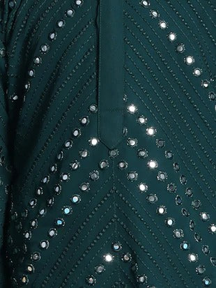 Emerald Glow – Boys’ Embroidered Kurta Pyjama by Vastramay