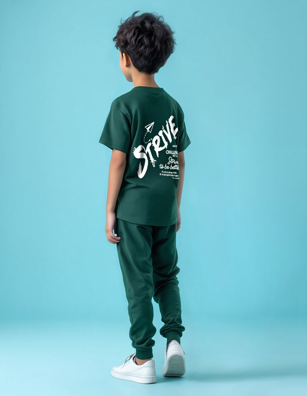 Trampoline Boy's Green 'STRIVE' T-Shirt & Pant Set