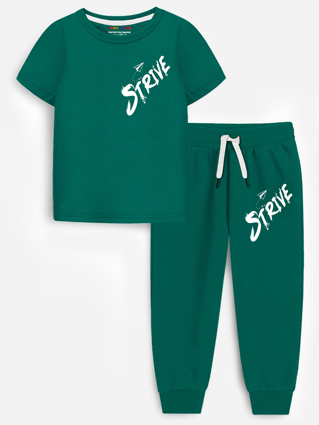 Trampoline Boy's Green 'STRIVE' T-Shirt & Pant Set