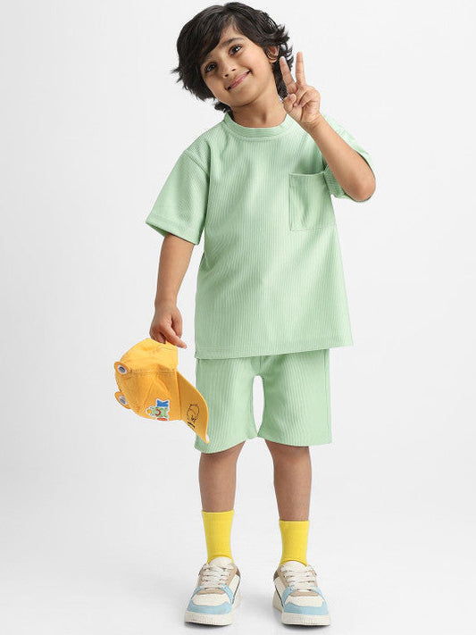 Solid Green T-Shirt & Quick-Dry Shorts Set