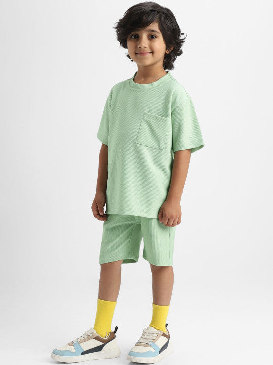Solid Green T-Shirt & Quick-Dry Shorts Set