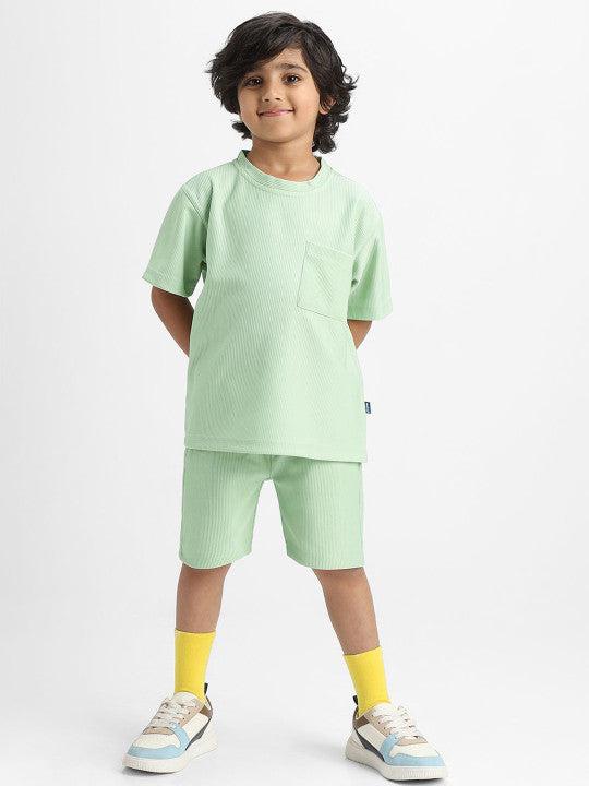 Solid Green T-Shirt & Quick-Dry Shorts Set