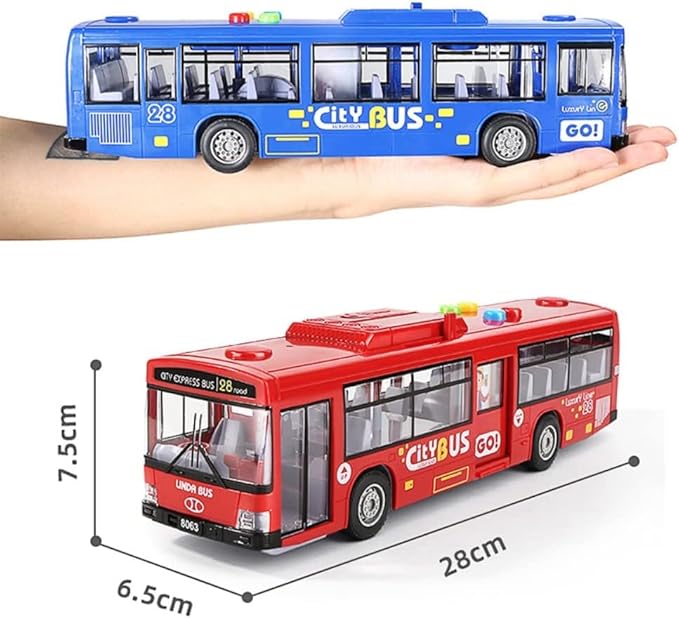 Big Bus Toy For Kids Friction Powered With Lights & Music