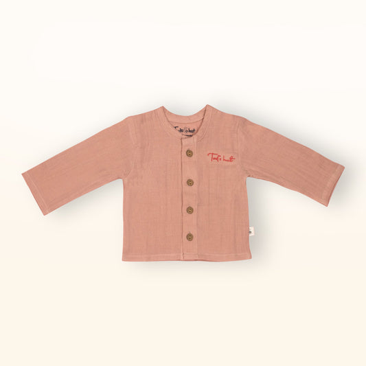 Tod’s Hut Peach Bengaluru Breeze Duo – Playful Muslin Tee & Draw Cord Shorts for Sunny City Strolls