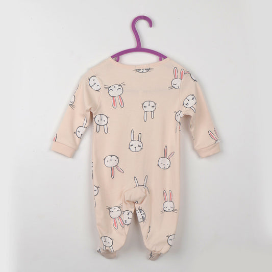 Extra Soft Peach Cotton Romper for Kids | Cucumber Unisex Full Sleeve, All-Over Print Wear