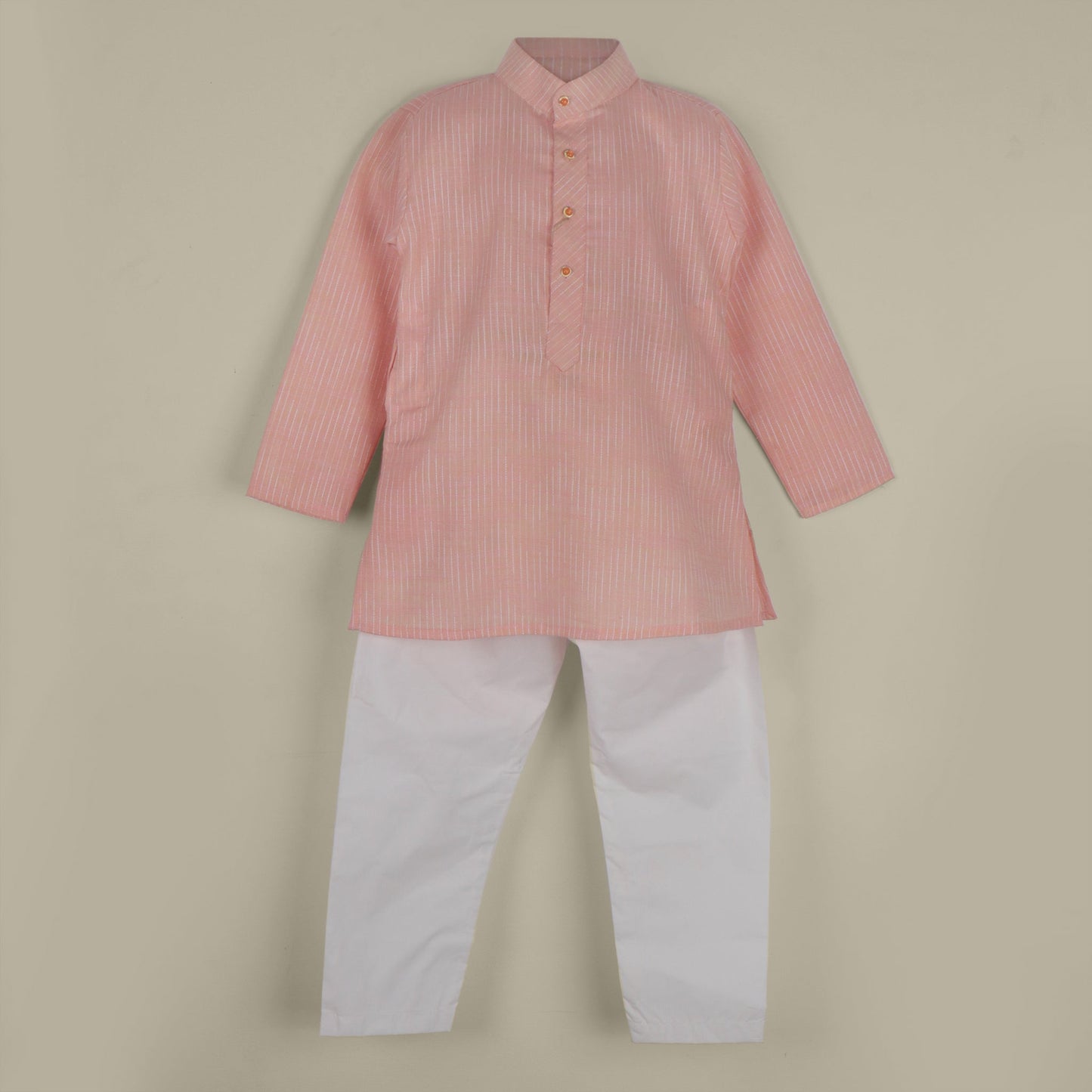 Peach Perfection – Embroidered Kurta Pyjama for Boys