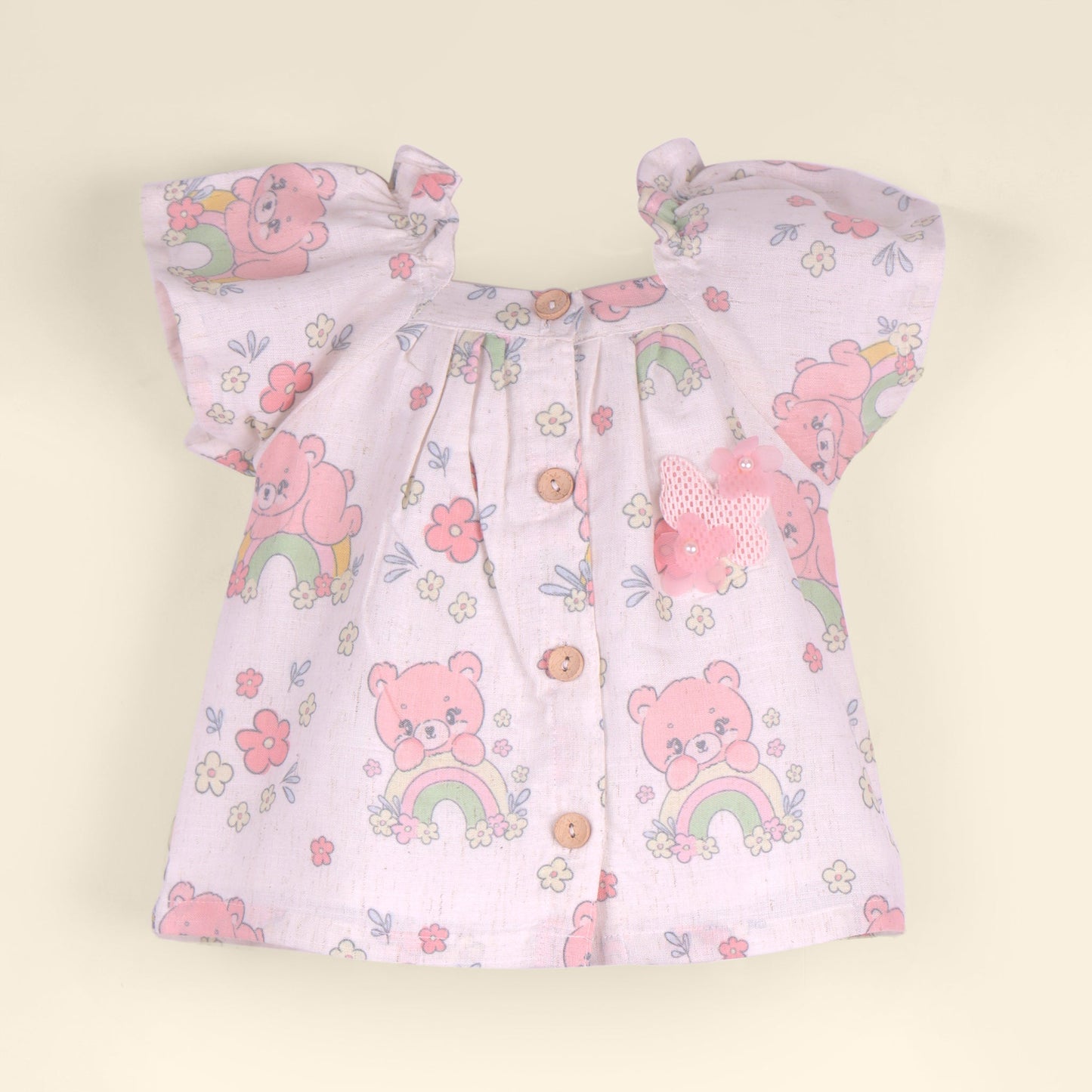 Honey Pie Girls’ Peach Top & Shorts Set – Printed Partywear Combo