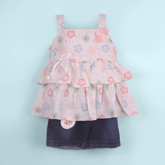 Twinkle in Peach – Girls’ Summer Print Set