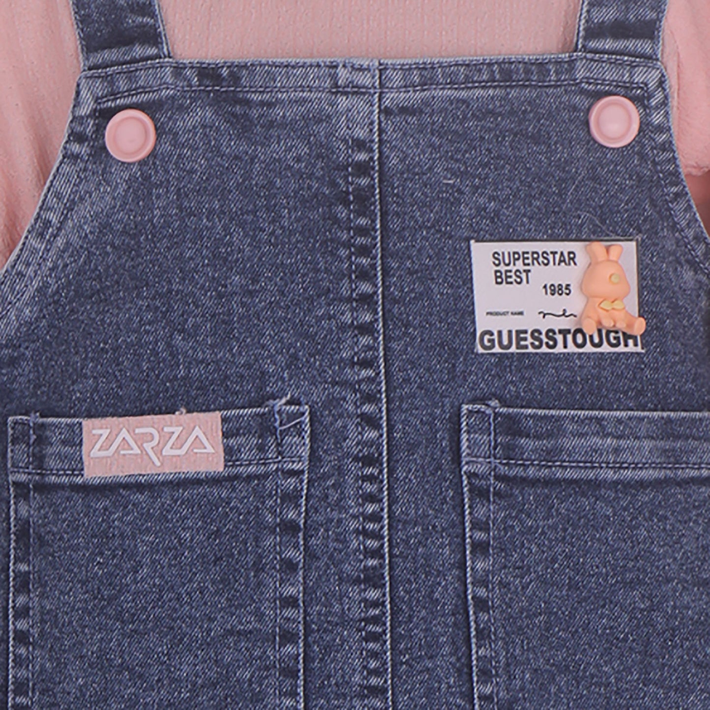 Lovely Layers – Peach Dungaree Dress with Leggings
