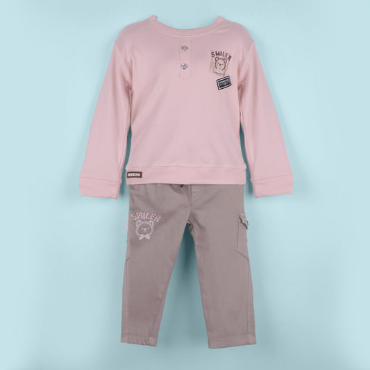 KiddieZoo Boys’ Everyday Fashion – Cotton Peach Tee with Cargo Pants